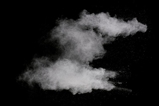 White powder on black background