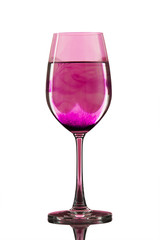 Red wineglass with potassium permanganate