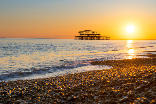 Brighton Pier And Beach, England