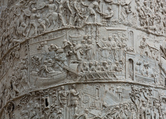 Column of Tajan . Roman triumphal column in Rome, Italy,