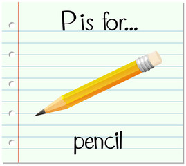 Flashcard letter P is for pencil
