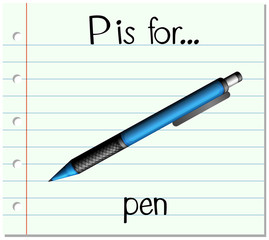  Flashcard letter P is for pen