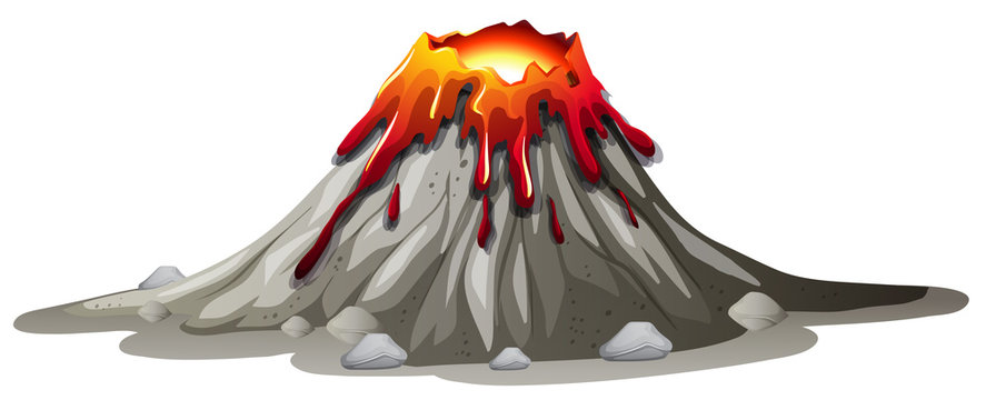 Volcano eruption with hot lava