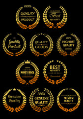 Golden laurel wreaths for Quality Guarantees label