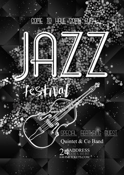 Jazz, rock or blues music poster template. Abstract glitter back