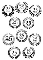 Anniversary heraldic laurel wreaths icons