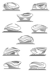 Sports stadium and arena thin line icons