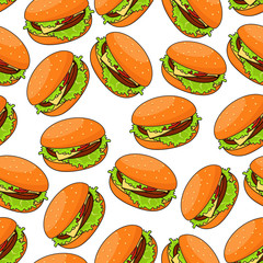 Fast food cheeseburgers seamlesss pattern