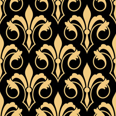 Golden retro fleur-de-lis seamless pattern
