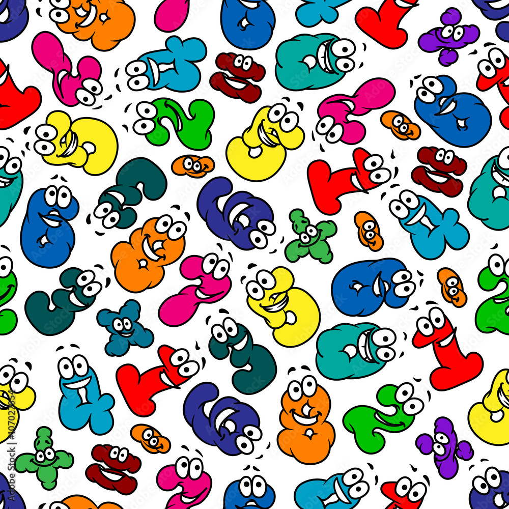 Poster cartoon bubble numbers seamless pattern