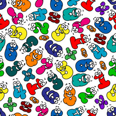 Cartoon bubble numbers seamless pattern