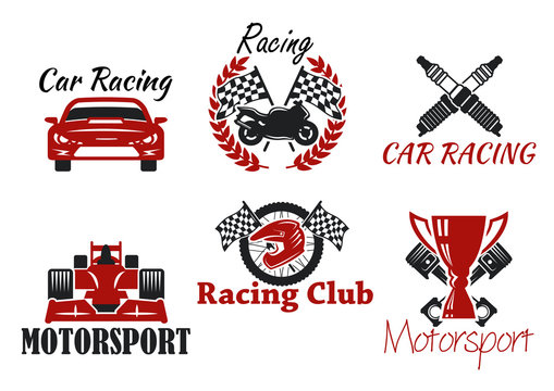 Motorsport and racing sport icons