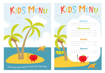 Naklejka premium Cute kids meny