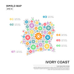 Map Of Ivory Coast Infographic design template with gear chain