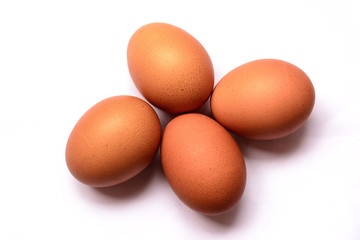 Fresh eggs on white background