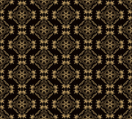 Damask seamless pattern background in dark colors. Vector illustration
