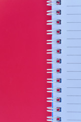 White notebook with vertical red page