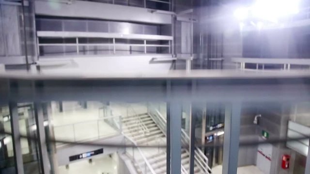BADALONA, SPAIN - FEBRUARY 28, 2016:  Elevator in motion at  metro station Llefia  