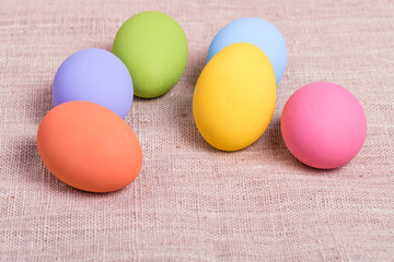 Easter eggs on cotton fabric