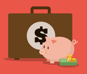 Money and suitcase icon design, vector illustration