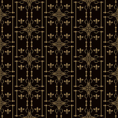 Damask seamless pattern black background, vector image