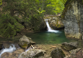Lake in the canyon. Beautiful summer landscape