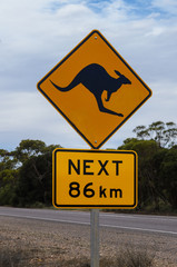 Kangaroo wildlife crossing  warning road safety Australian sign