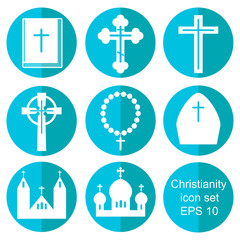 Christianity flat icons set