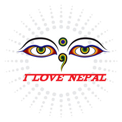 Eye of Wisdom sign and I LOVE NEPAL