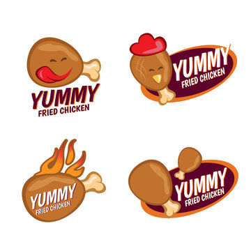 Yummy Fried chicken   vector set design