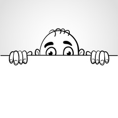 Line art illustration of a man peep