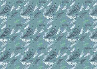 A seamless illustrated leaf background pattern