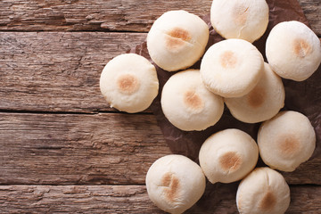 Moroccan small pita batbouts close-up. horizontal top view
