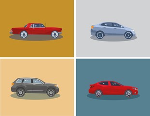 A selection of different cars. Vector illustration.