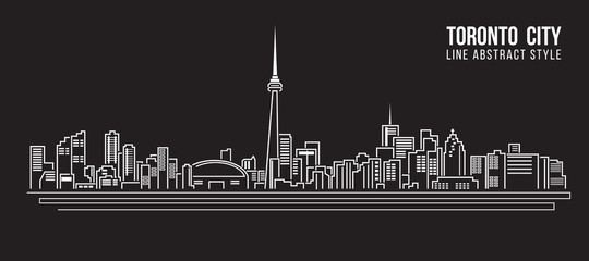 Cityscape Building Line art Vector Illustration design - Toronto city - obrazy, fototapety, plakaty