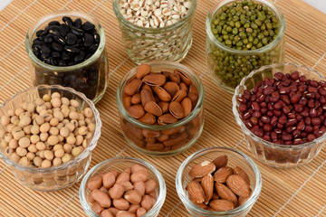 Types of beans, grains, medicinal and clean food for healthy.