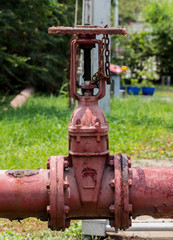 Pipes and valves of the sprinkler system in the automotive industry.