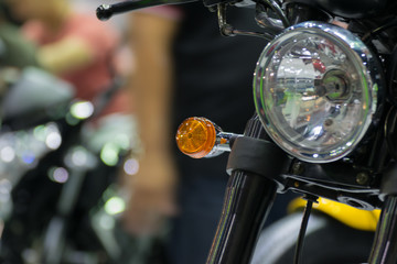 Zoom motorcycle headlight  in Car show event