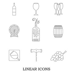 A bunch of grapes and an oak barrel for wine.