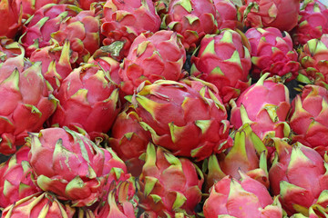 Red pitahaya at a farmers market
