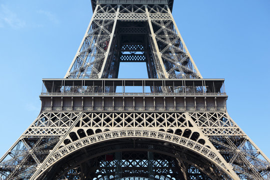 Eiffel tower paris france middle section first floor closeup photo