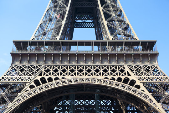 Eiffel tower paris france middle section first floor closeup photo