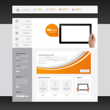 Modern web page template, vector.