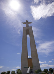 Christ the King (Cristo Rei) monument overlooking Lisbon city, Portugal.