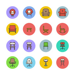 Fototapeta premium Interior and furniture icons
