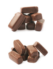 Chocolate coated candy bar isolated
