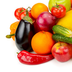 fruits and vegetables isolated on white background