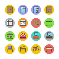 Interior and furniture icons