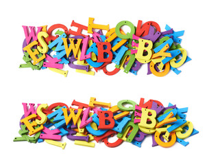 Row made of colorful letters isolated