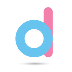 d font vector with blue and pink color on White background, Futu